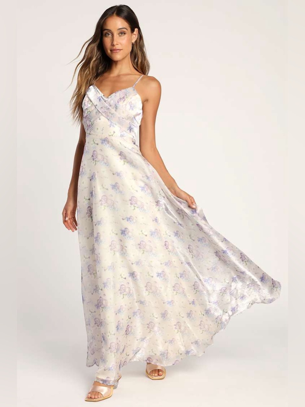 Endlessly Angelic Cream Floral Print Sleeveless Maxi Dress